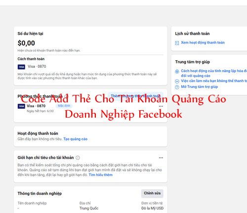 Share Code Thêm Thẻ Cho Tài Khoản Quảng Cáo Doanh Nghiệp Facebook