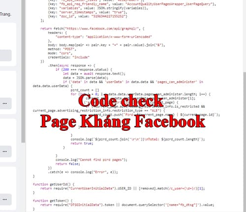 Code Check Page Kháng Facebook 2023