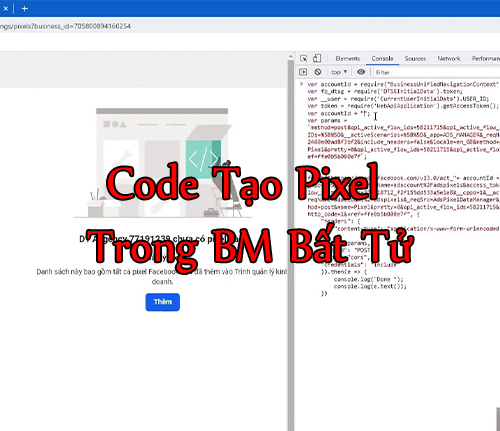 Code Tạo Pixel Trong BM Bất Tử Facebook