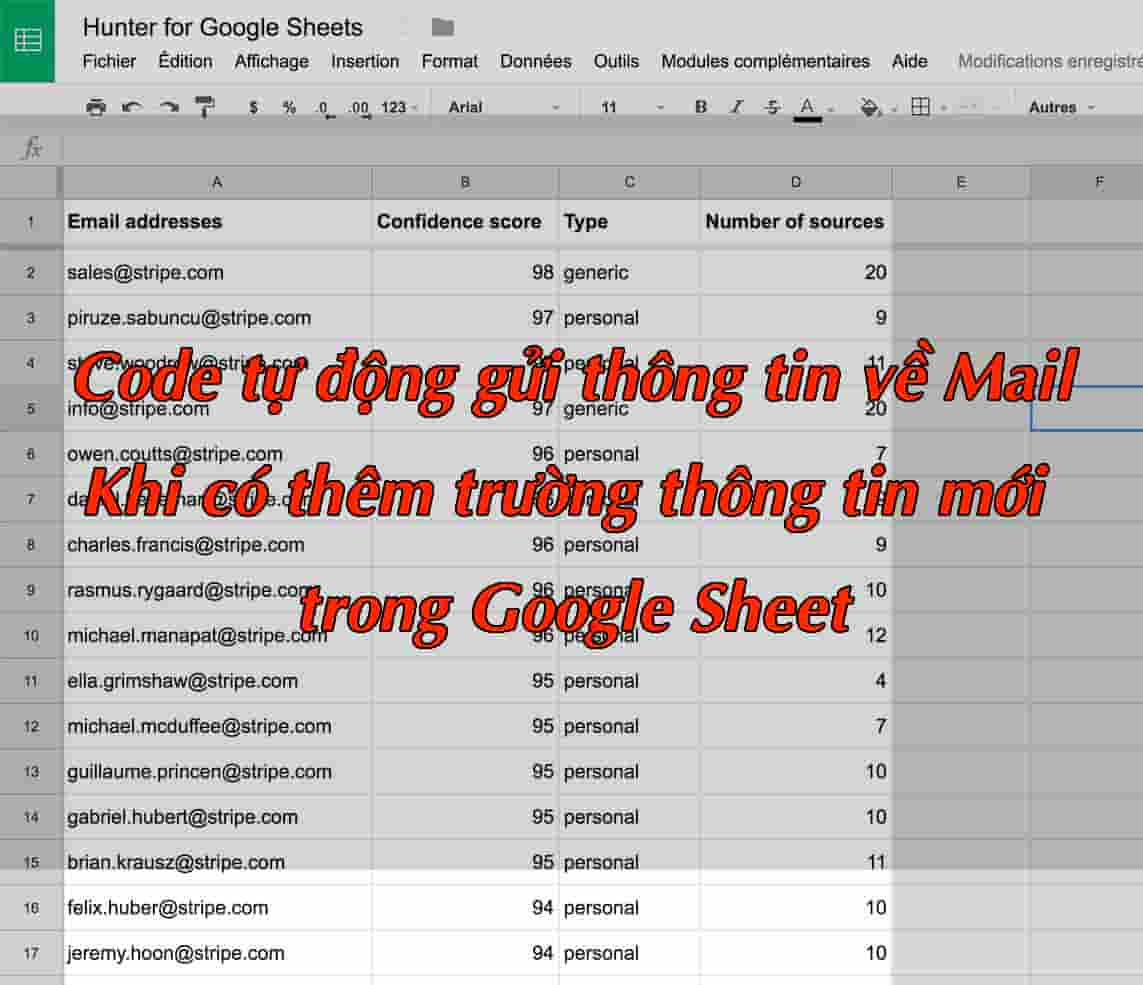 Cách lấy thông tin tự động trong Google Sheet báo về Mail