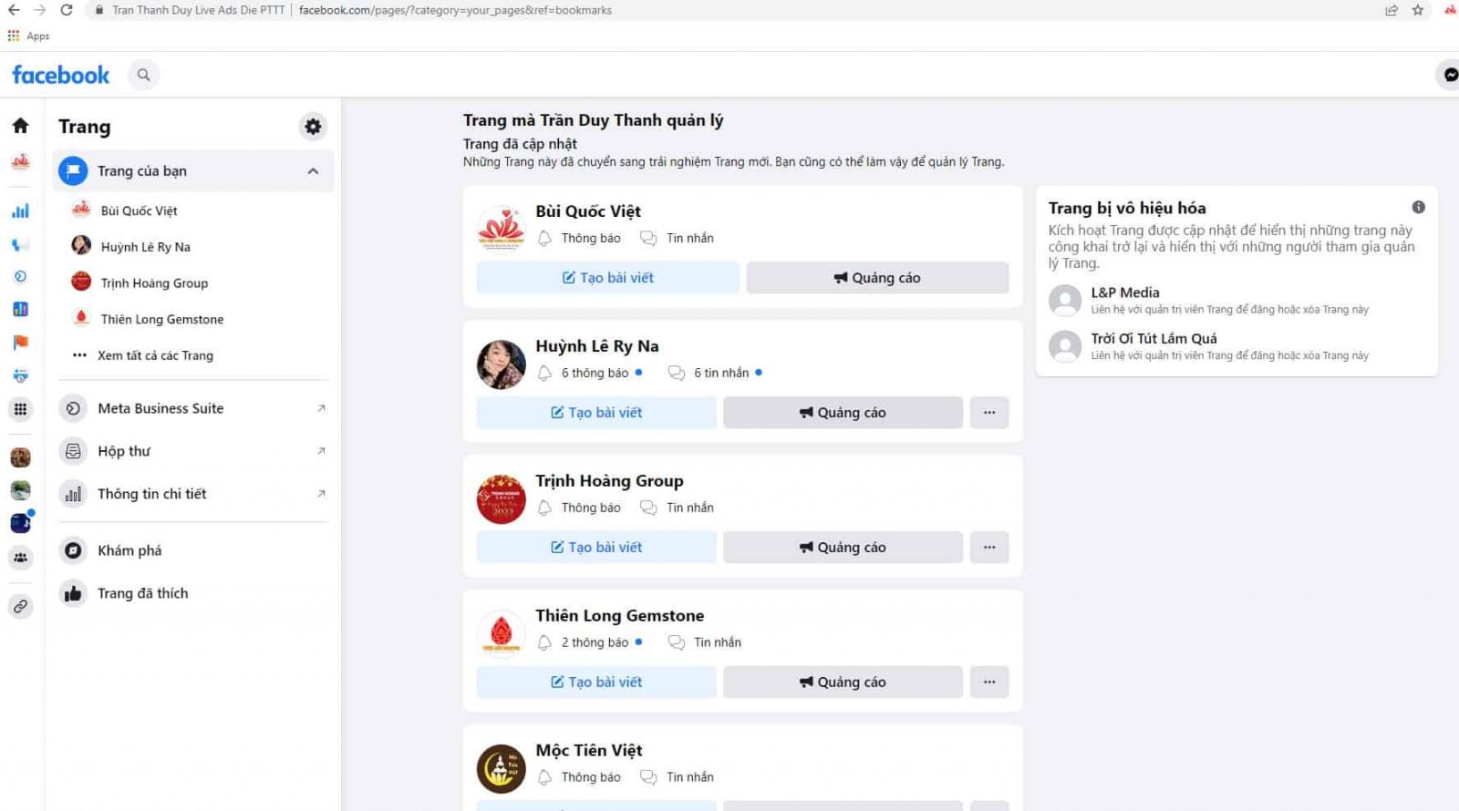 Link hiển thị tất cả các Page